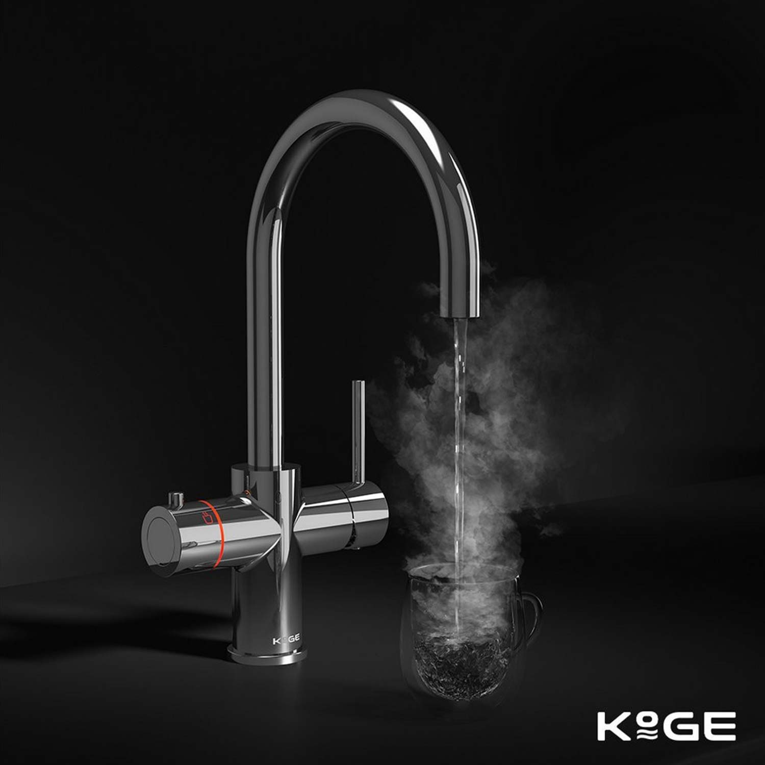Scudo KoGE 3 in 1 Swan Spout Boiling Water Tap in Chrome lifestyle