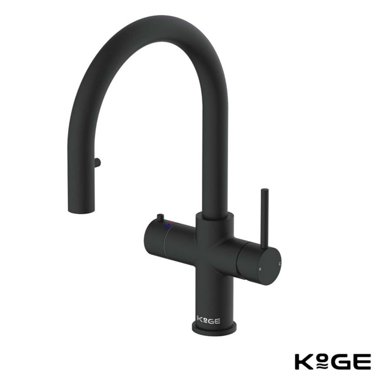 Scudo KoGE 4 in 1 Swan Pull Out Spout Boiling Water Tap in Matt Black
