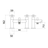 Scudo Kross Chrome Bath Shower Mixer dimensions