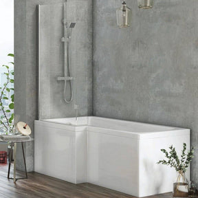 Scudo L Shaped  1400 x 830mm Bath Screen in Chrome