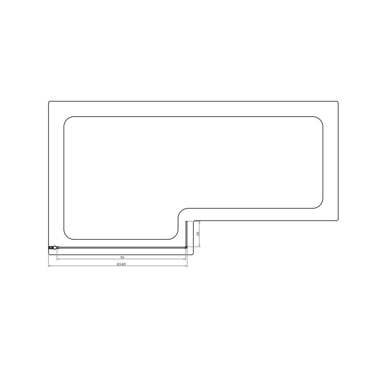 Scudo L Shaped  1400 x 830mm Bath Screen in Chrome dimensions