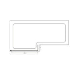 Scudo L Shaped  1400 x 830mm Bath Screen in Chrome dimensions
