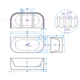 Scudo Labyrinth 1700 x 780mm Fluted Back to Wall Bath dimensions