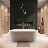 Scudo Labyrinth Fluted 1700 x 800mm Back to Wall Bath in Gloss White