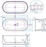 Scudo Labyrinth Fluted 1700 x 800mm Back to Wall Bath in Gloss White dimensions