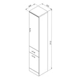 Scudo Lanza 355mm Floor Standing Tall Unit in Gloss White line drawing