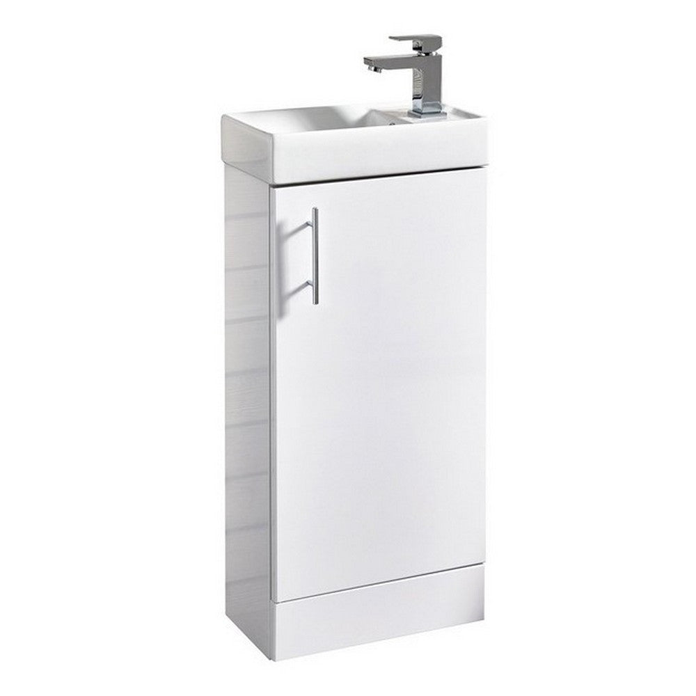 Scudo Lanza 400mm Gloss White Floor Standing Cloakroom Vanity Unit With Basin