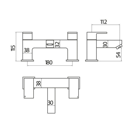 Scudo Lanza Chrome Bath Filler Dimensions