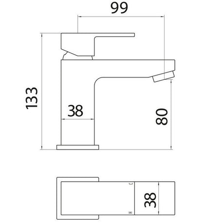 Scudo Lanza Mono Basin Mixer Chrome with Push Waste dimensions
