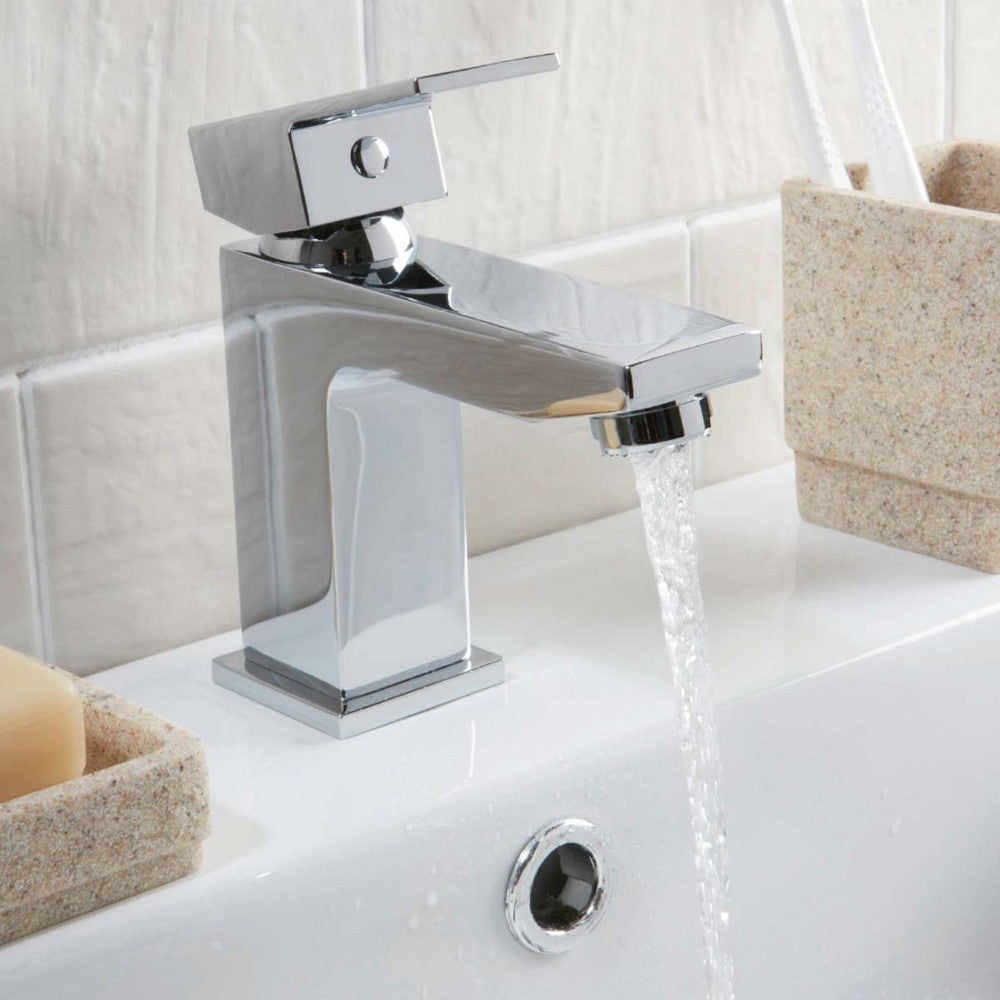 Scudo Lanza Mono Basin Mixer Chrome with Push Waste lifestyle