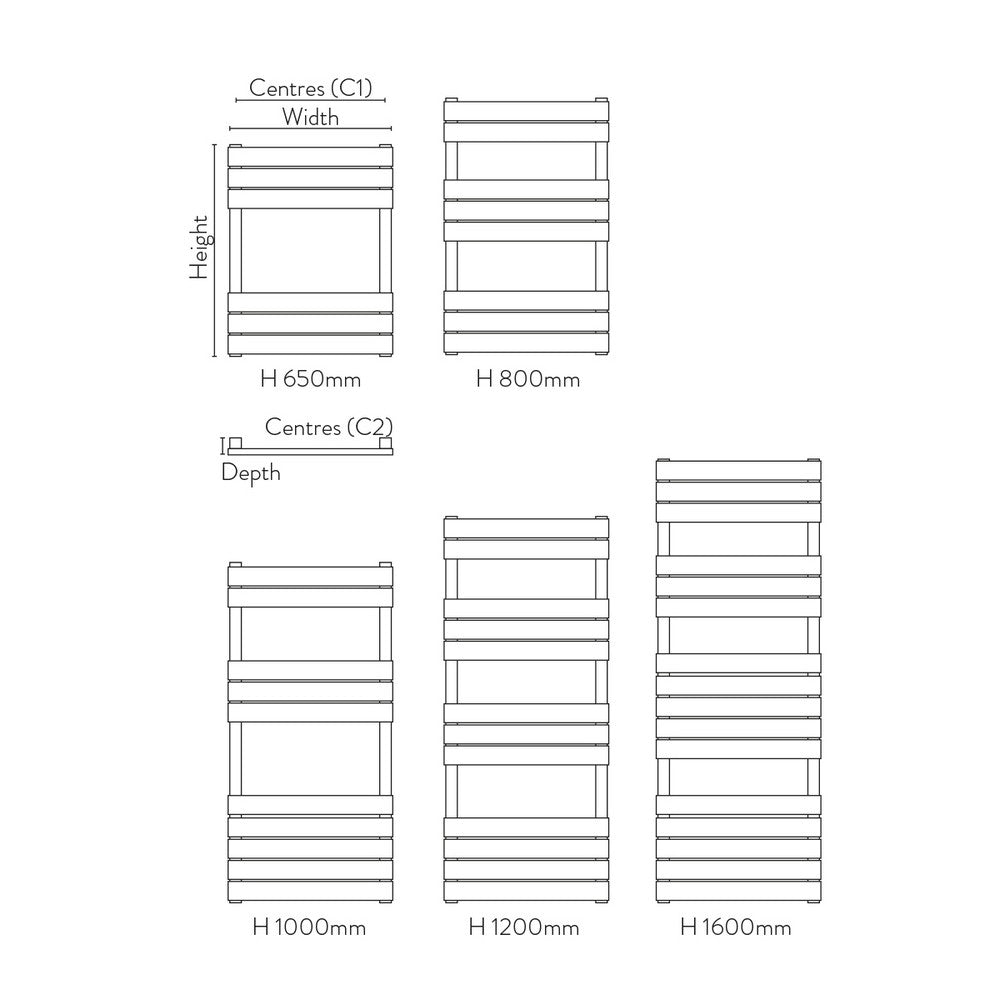 Scudo Life Black Towel Radiator Dimensions