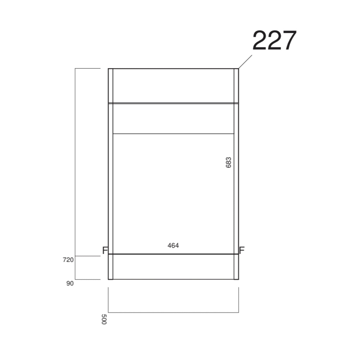 Scudo Lili 500mm WC Unit in Gloss White dimensions