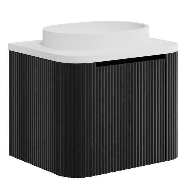 Scudo Linea Curve 600mm Wall Hung Vanity Unit in Matt Black