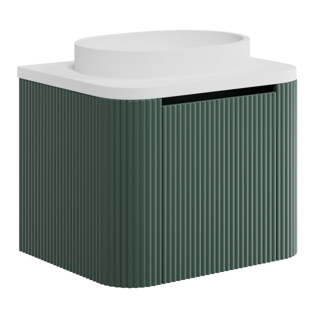 Scudo Linea Curve 600mm Wall Hung Vanity Unit in Reed Green