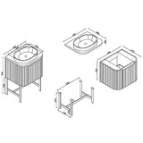 Scudo Linea Curve 600mm Wall Hung Vanity Unit in Reed Green dimensions