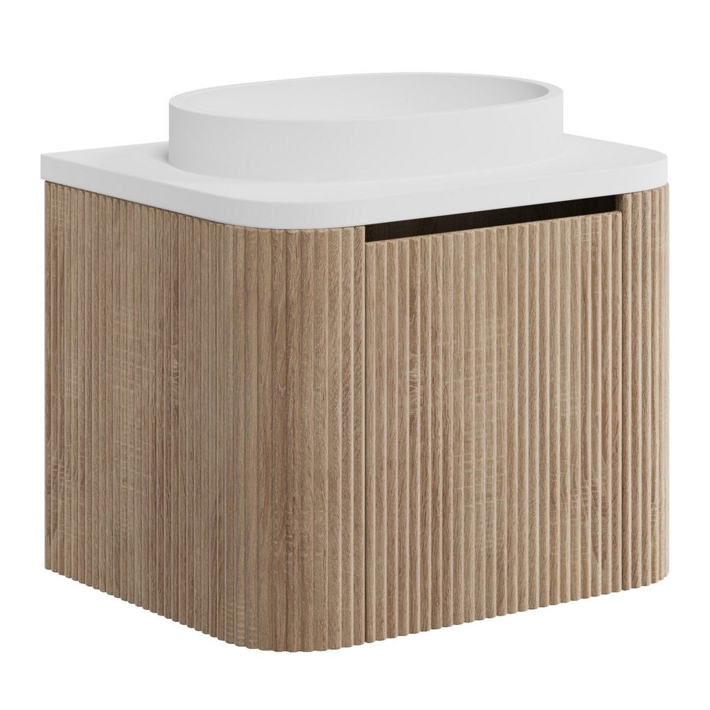 Scudo Linea Curve 600mm Wall Hung Vanity Unit in Sonoma Oak