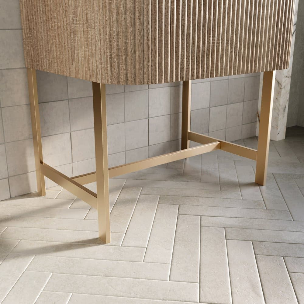 Scudo Linea Curve 600mm Wall Hung Vanity Unit with Curve Basin and Frame in Sonoma Oak frame