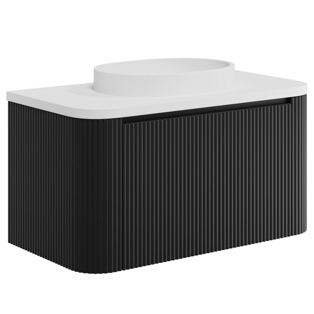 Scudo Linea Curve 900mm Wall Hung Vanity Unit in Matt Black