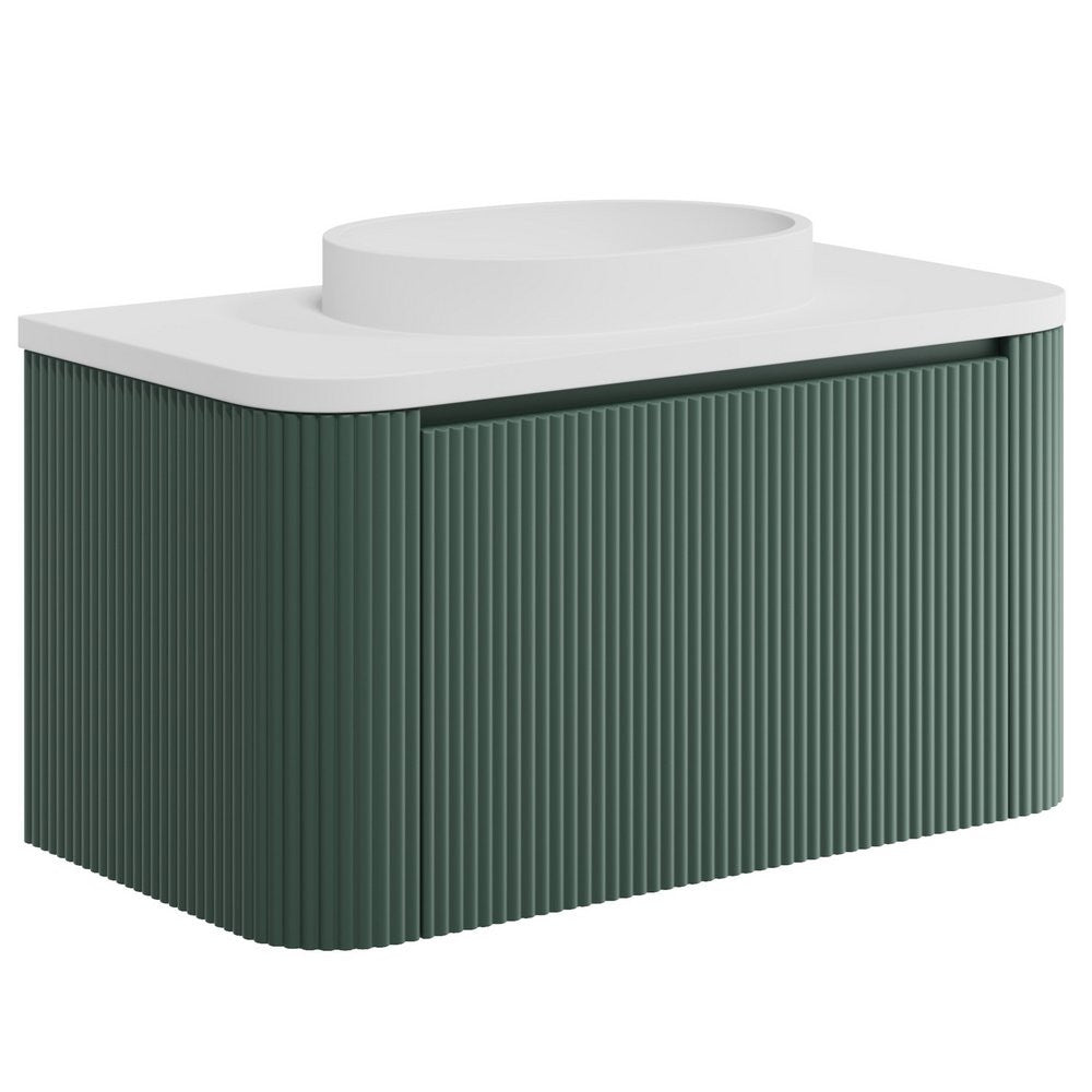 Scudo Linea Curve 900mm Wall Hung Vanity Unit in Reed Green