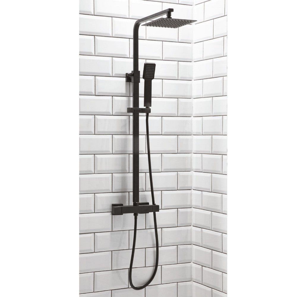 Scudo Lunar Square Black Rigid Riser Shower