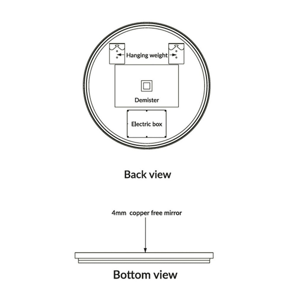 Scudo Macie Brushed Brass LED 600mm Mirror dimensions