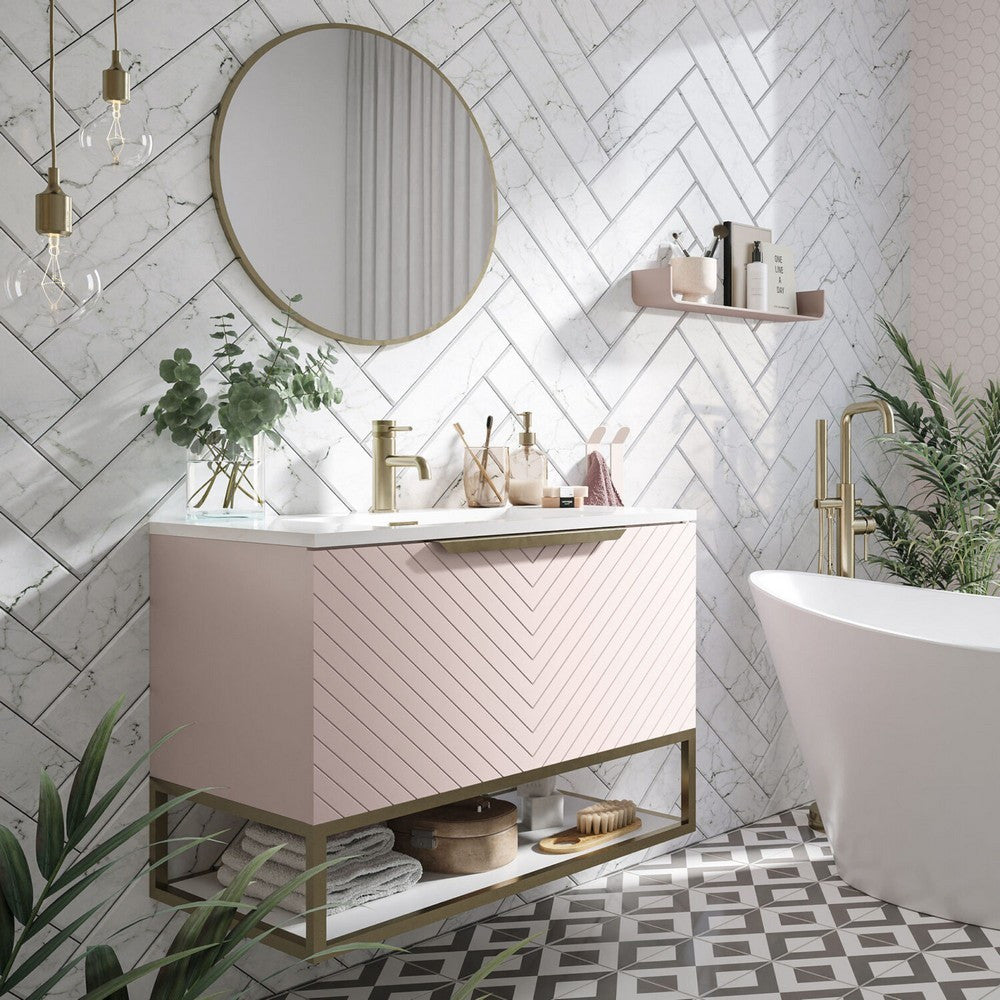 Scudo Macie Brushed Brass LED 600mm Mirror lifestyle 2