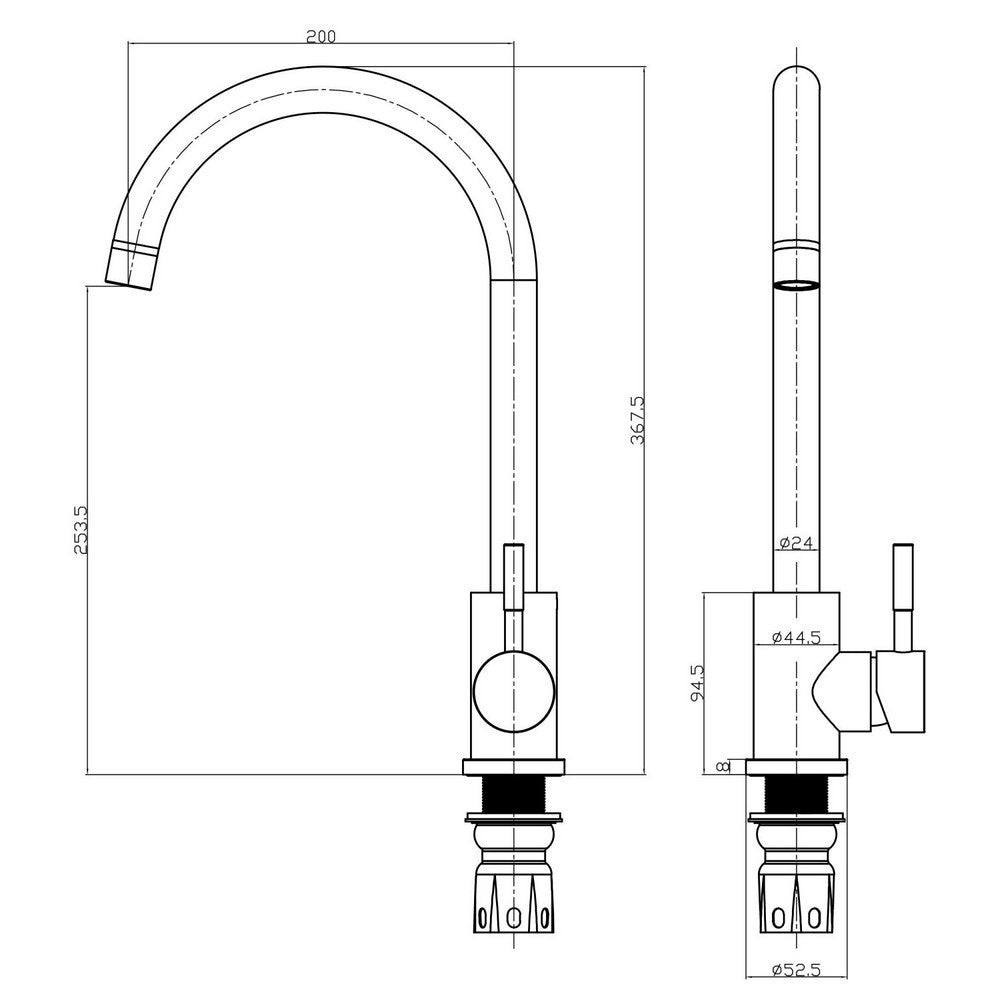 Scudo Manhattan Kitchen Tap in Matt Black Dimensions