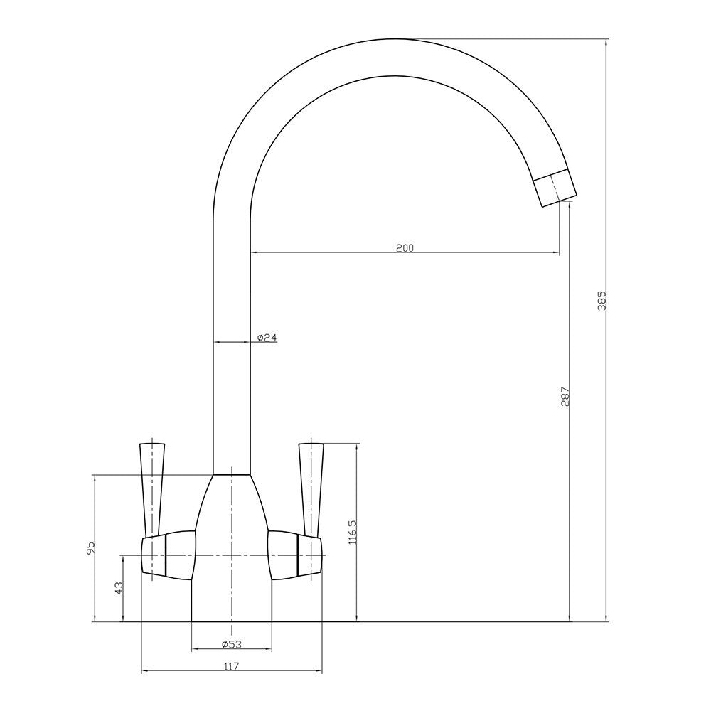 Scudo Marlo Kitchen Tap in Chrome dimensions