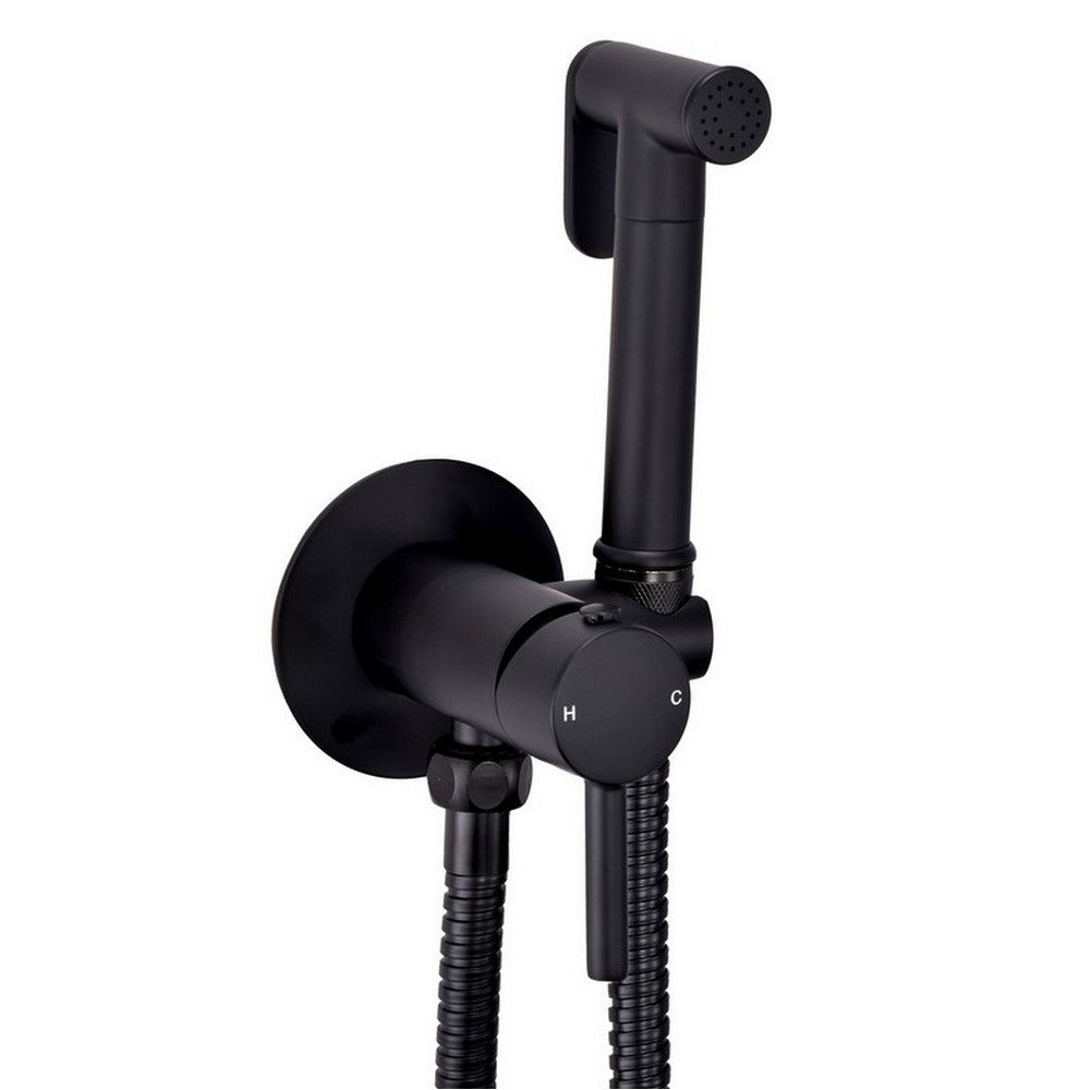 Scudo Matt Black Douche Handset with Outlet Elbow Manual Mixer
