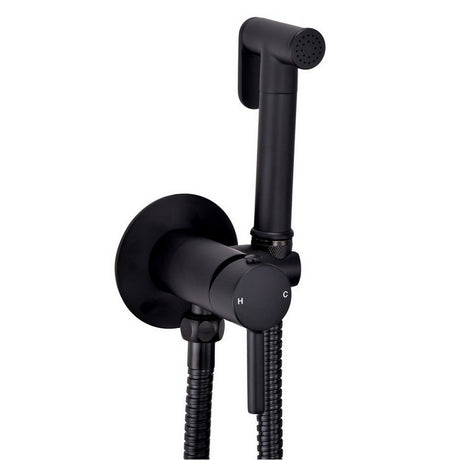 Scudo Matt Black Douche Handset with Outlet Elbow Manual Mixer