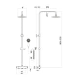 Scudo Middleton Black Round Rigid Riser Shower Dimensions