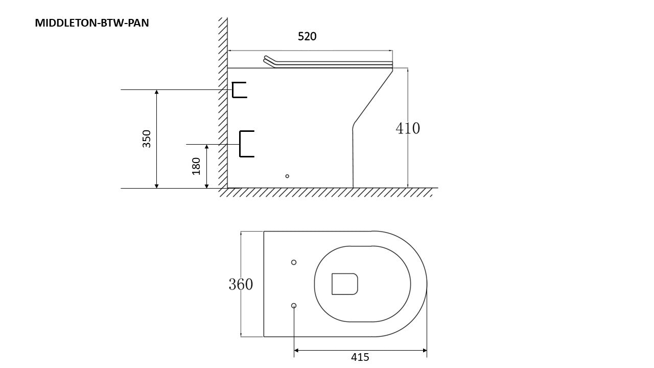 Scudo Middleton Rimless Back To Wall Pan dimensions