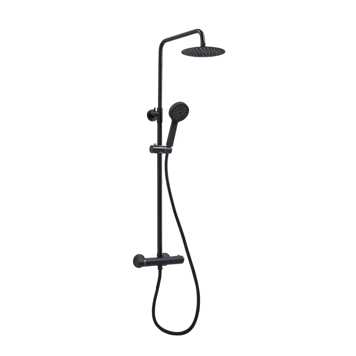 Scudo Middleton Round Rigid Riser Shower in Black Main