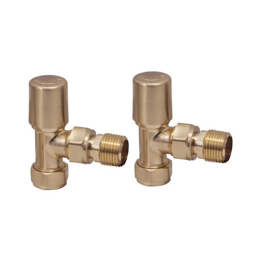 Scudo Modern Angled Brushed Brass Radiator Valves