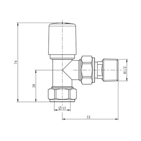 Scudo Modern Angled Chrome Radiator Valves dimensions