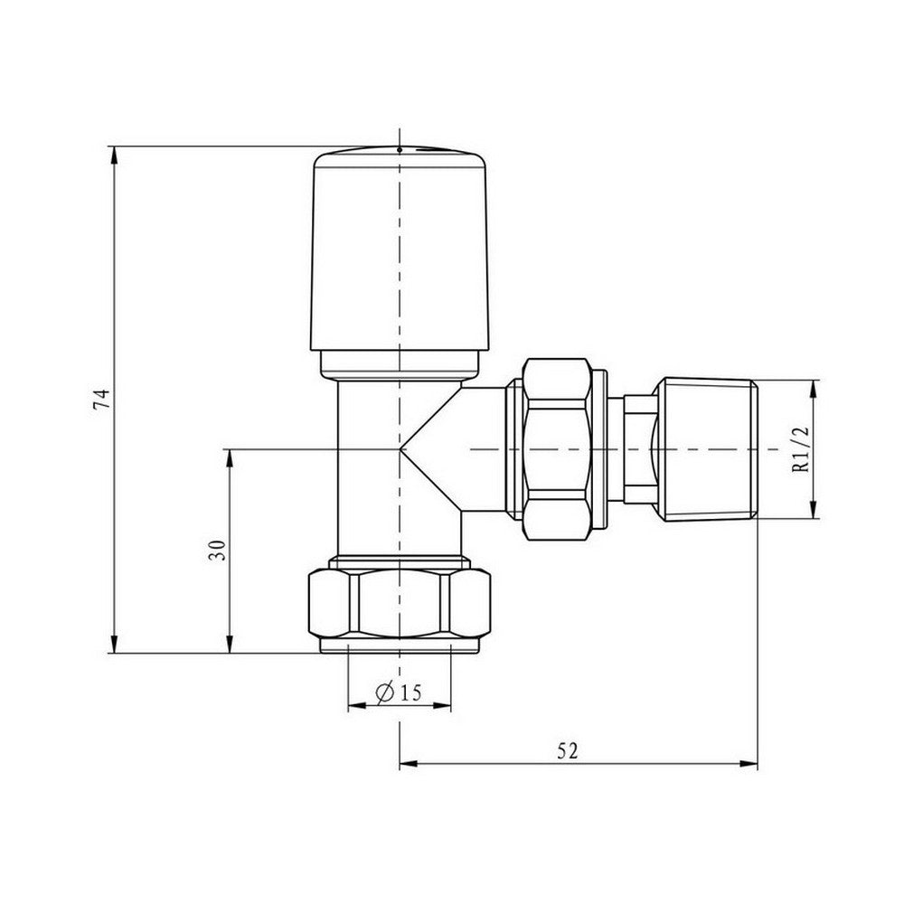 Scudo Modern Angled Gunmetal Radiator Valves dimensions