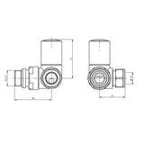Scudo Modern Corner Chrome Radiator Valves dimensions