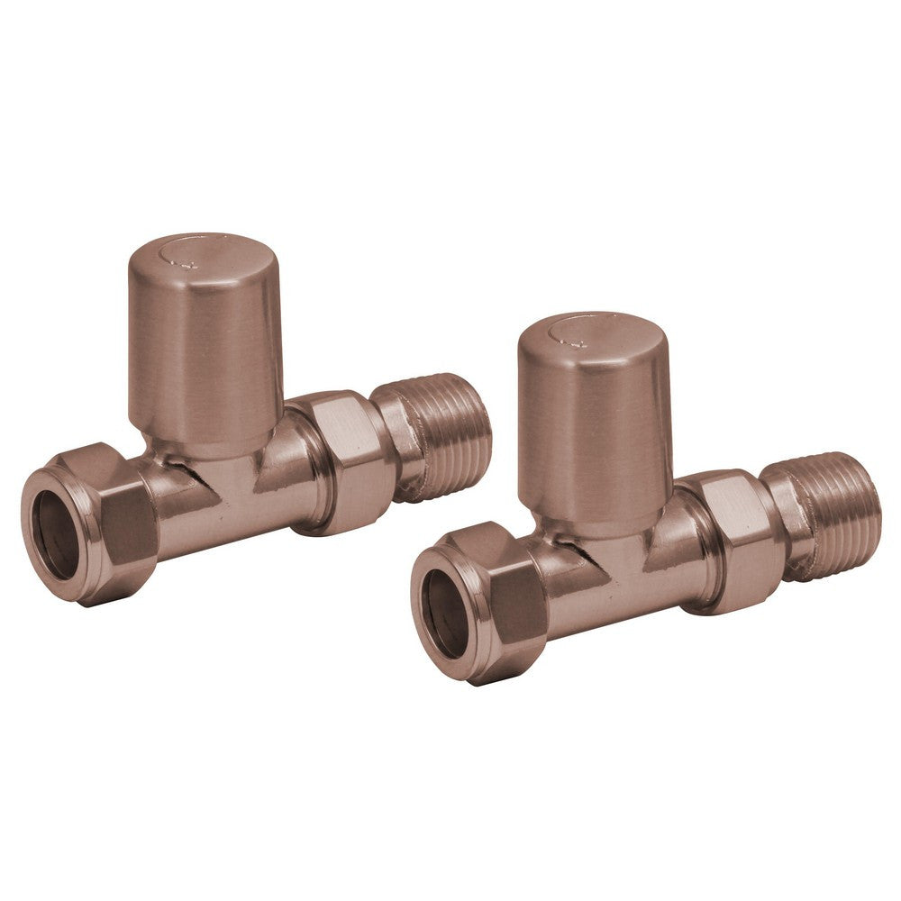 Scudo Modern Straight Brushed Bronze Radiator Valves
