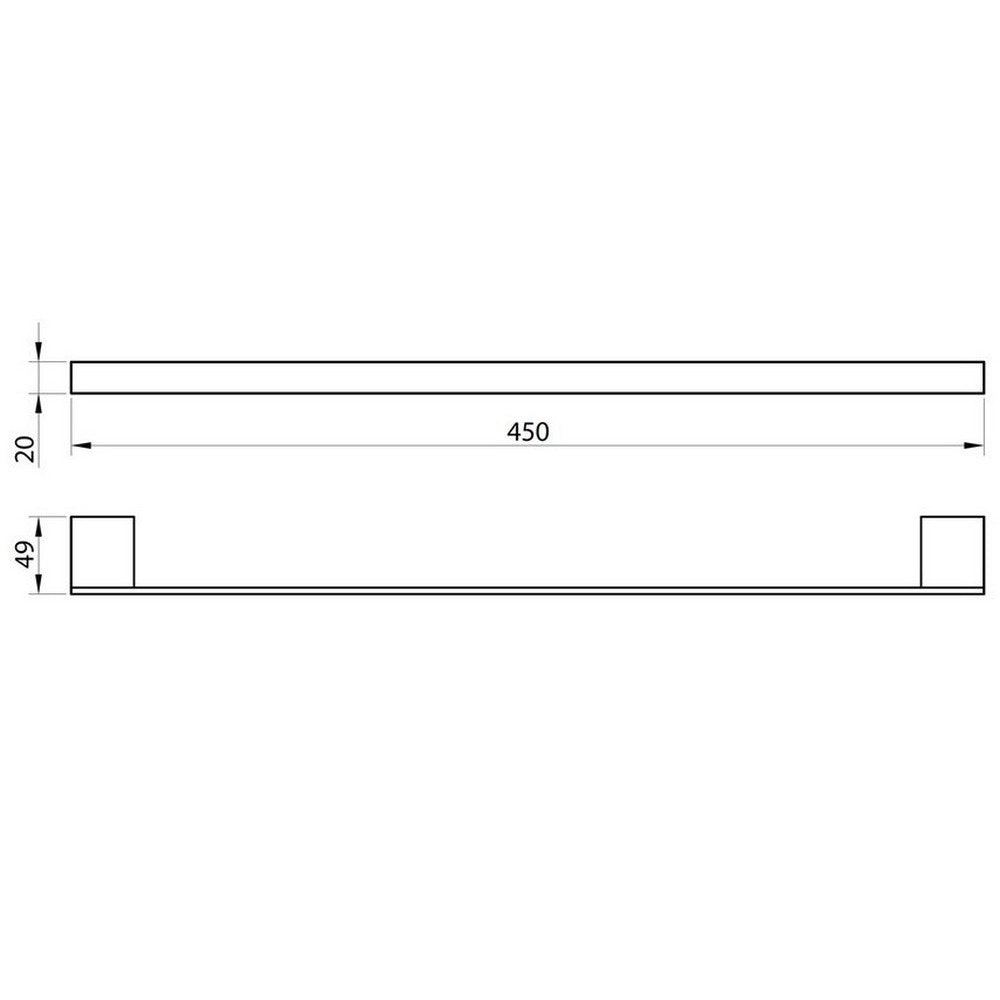 Scudo Mono 450mm Single Towel Rail Matt Black Dimensions
