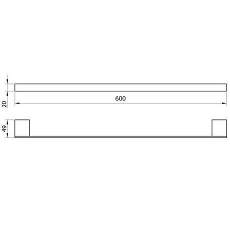 Scudo Mono 600mm Single Towel Rail Matt Black Dimensions