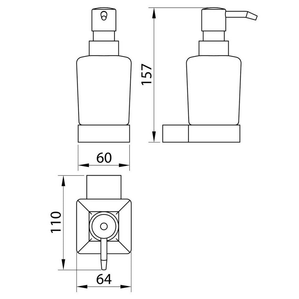 Scudo Mono Soap Dispenser Matt Black Dimensions