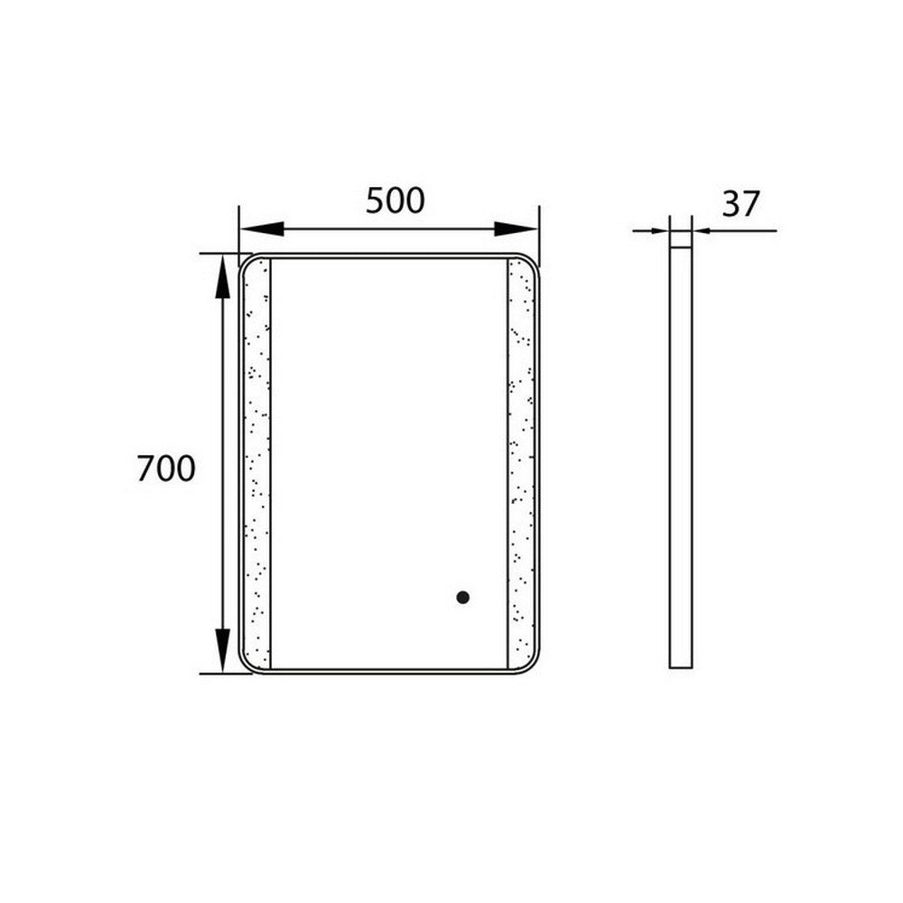 Scudo Mono Soft Square LED 500 x 700mm Bathroom Mirror Dimensions