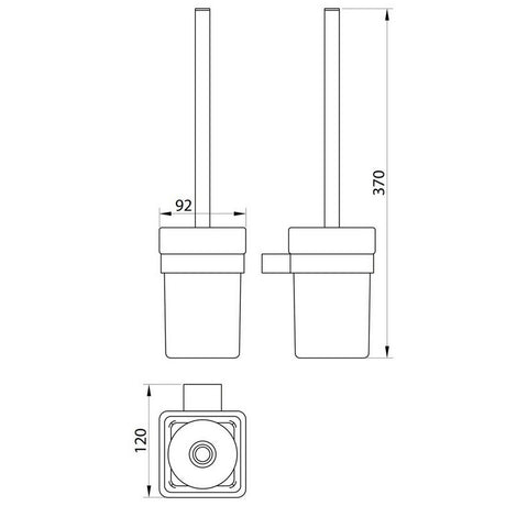 Scudo Mono Toilet Brush Set Matt Black Dimensions