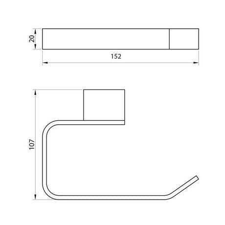 Scudo Mono Toilet Roll Holder Matt Black Dimensions