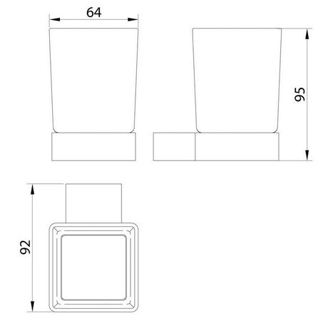 Scudo Mono Tumbler Holder Black Dimensions