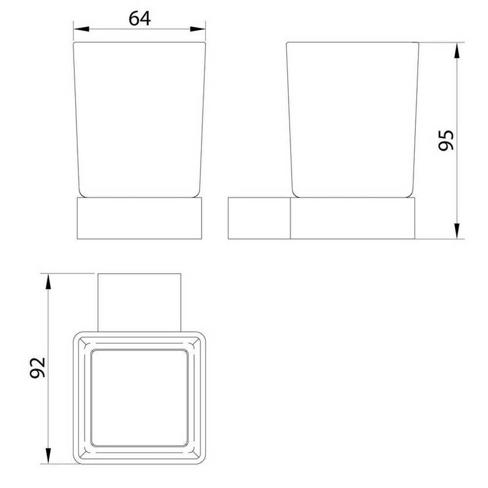 Scudo Roma Tumbler Holder Brushed Brass Dimensions