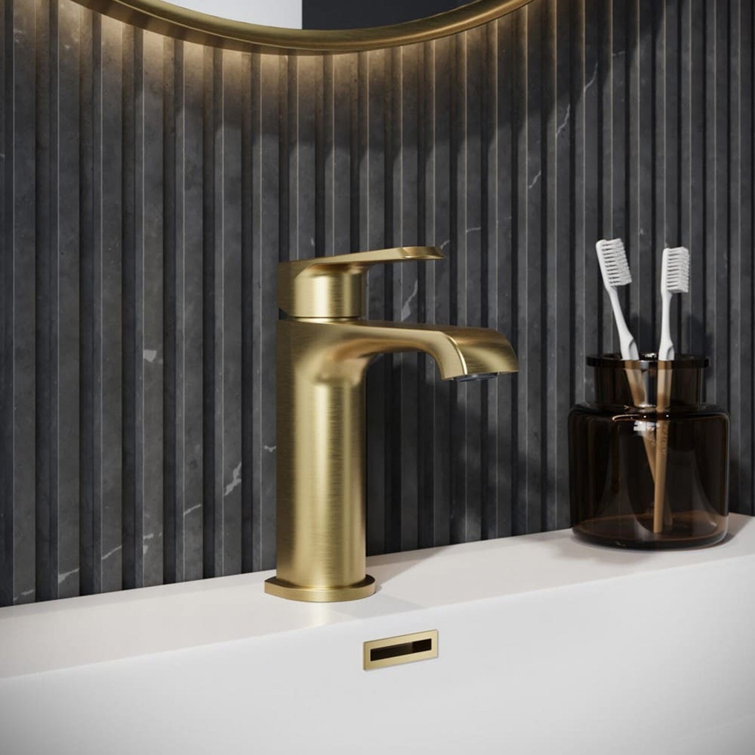 Scudo Montana Mini Mono Basin Mixer in Brushed Brass lifestyle1