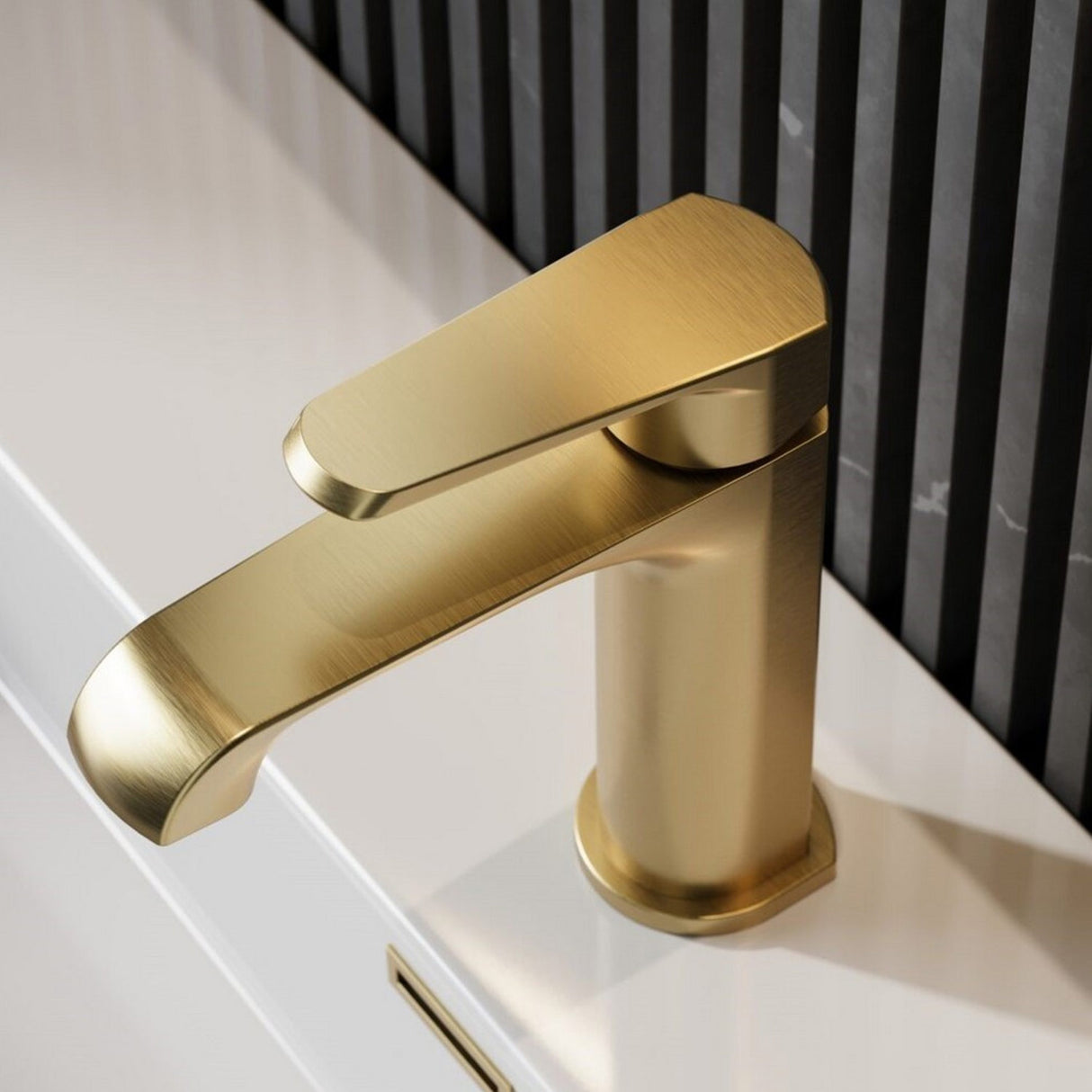 Scudo Montana Mini Mono Basin Mixer in Brushed Brass lifestyle3
