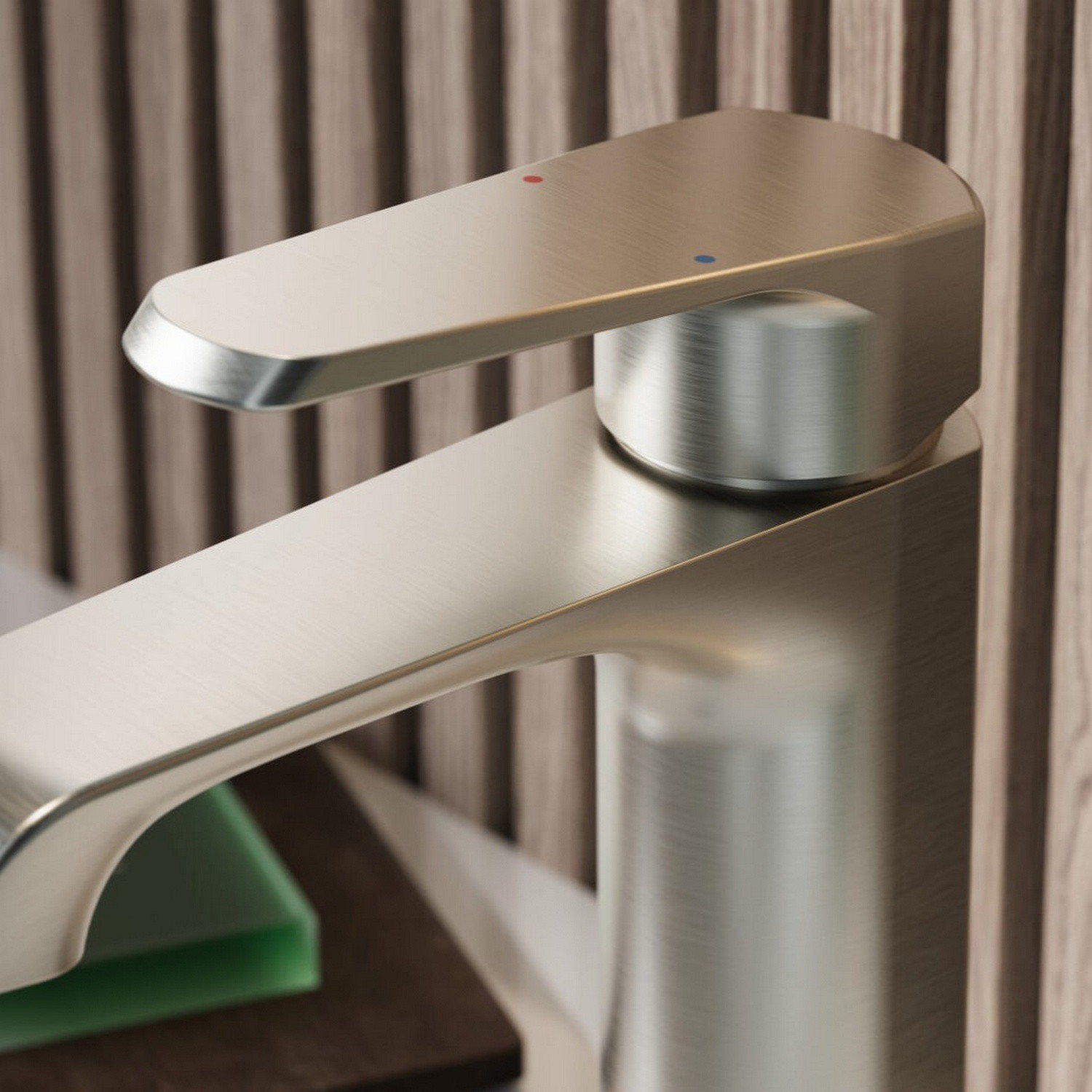 MON-013 Scudo Montana Mini Mono Basin Mixer in Brushed Nickel Handle Close Up