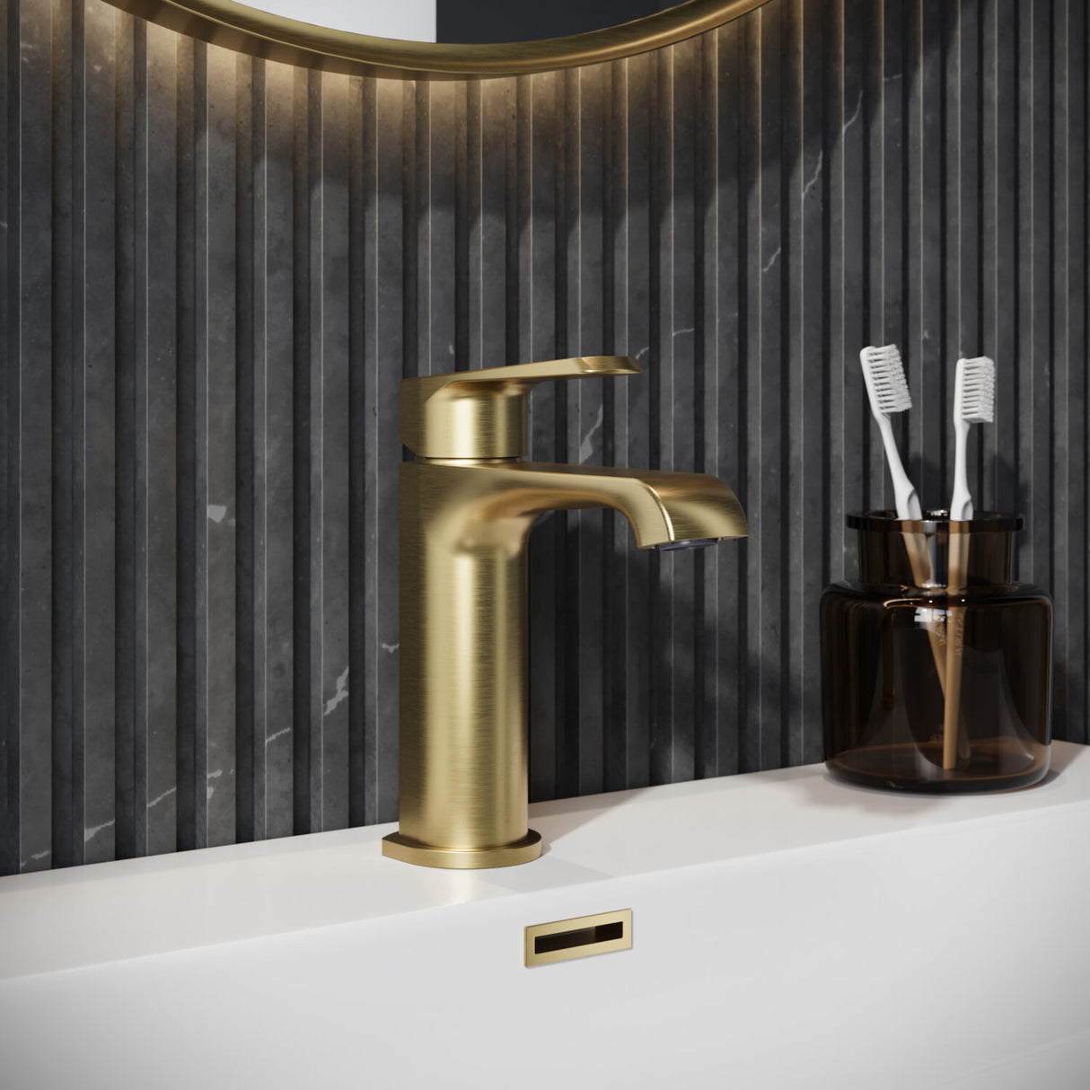 Scudo Montana Mono Basin Mixer in Brushed Brass Lifestyle